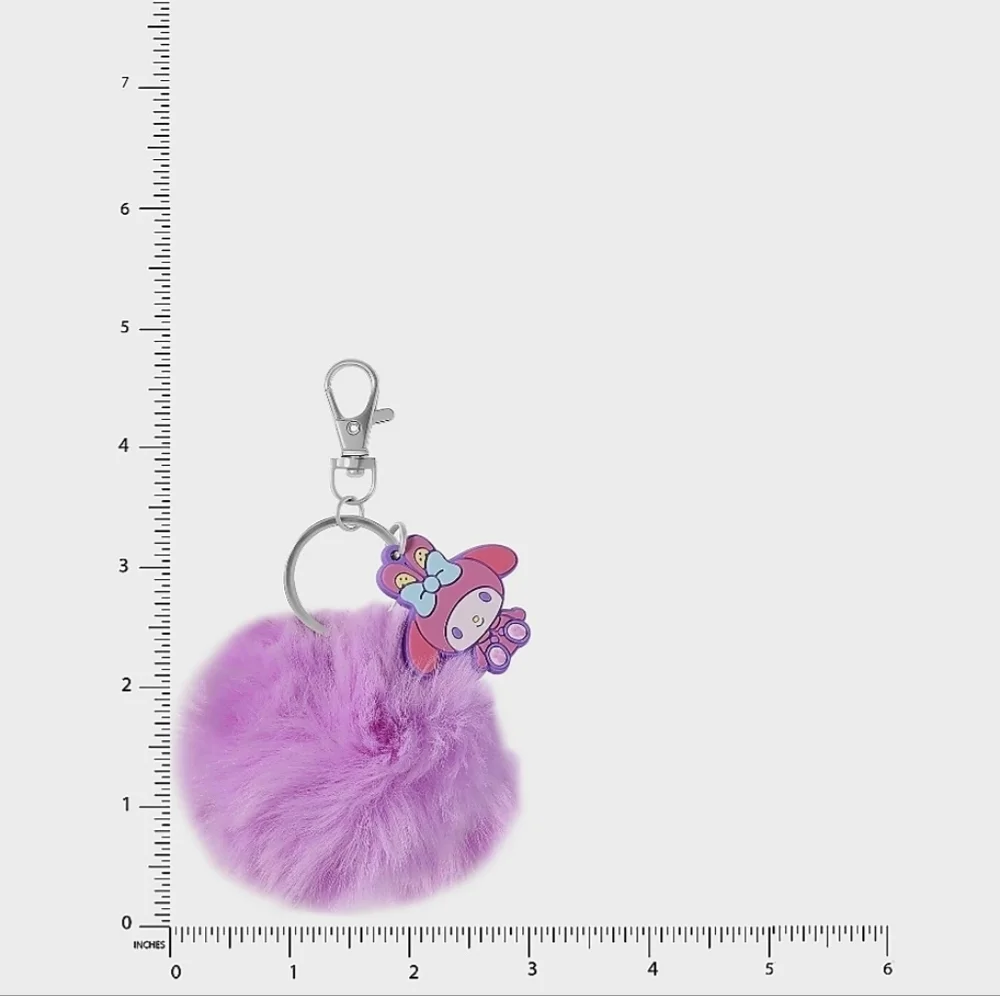 New Hello Kitty and Friends Sanrio My Melody Multi-Color/ Lilac Pom Pom Keychain